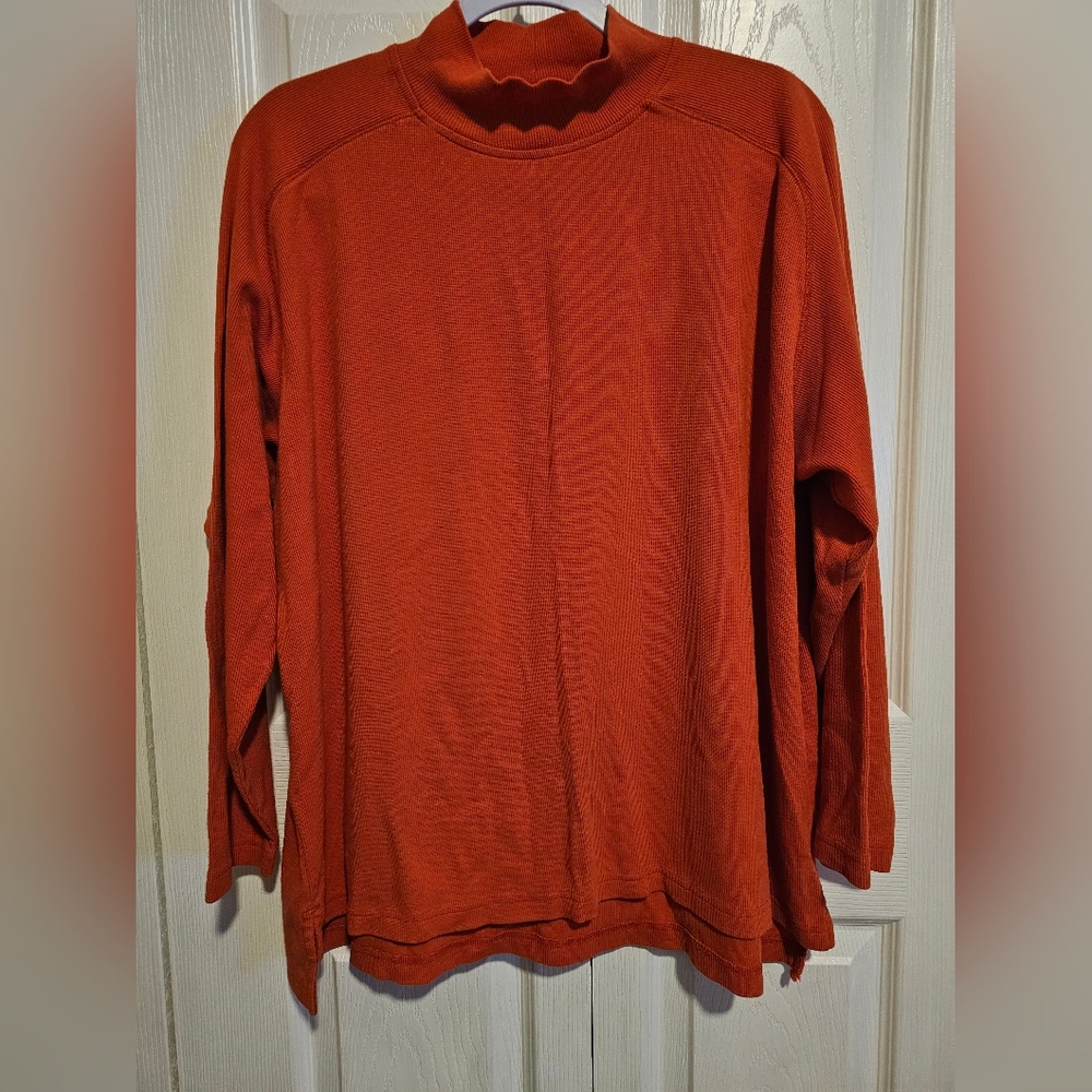 Rust Orange Long Sleeve Ribbed Turtleneck